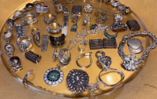 a-group-of-scrap-sterling-silver-items-with-jade-and-other-stones